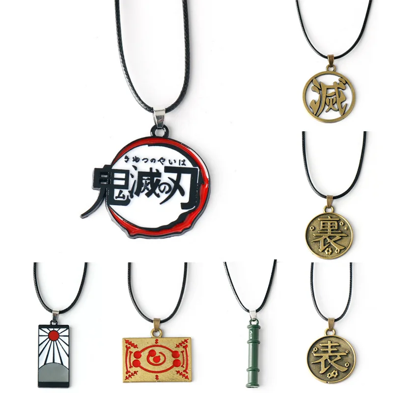 Anime Hot Show Ghost Slayer Blade Necklace Surrounding Stove Door Charcoal Jilang Sun Goddess Bamboo Flute Alloy Pendant