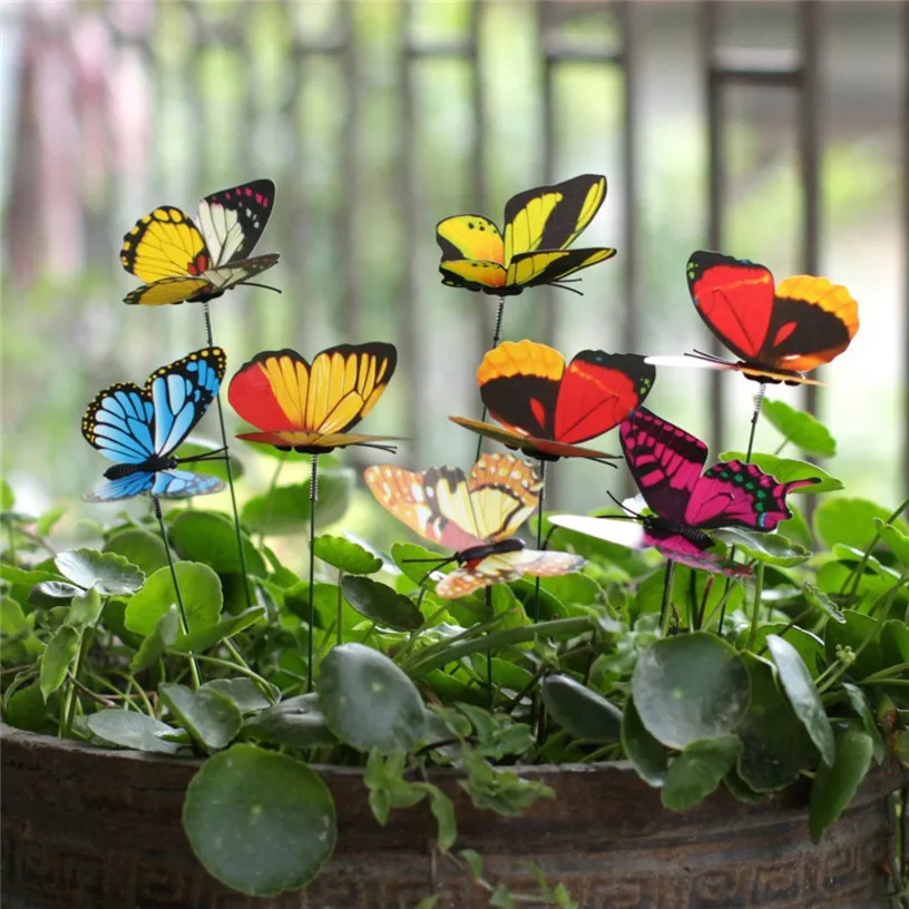 Bunch of Butterflies Garden Yard Planter Colorful Whimsical Butterfly Stakes Decoracion Outdoor Decor Gardening Decoration