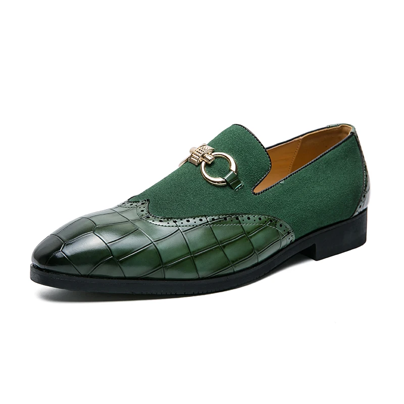 Leather Shoes Autumn Men Slip-on Nubuck Leather Thick Bottom Pointed Toe Fashion Designer Leather Shoes Men Casual