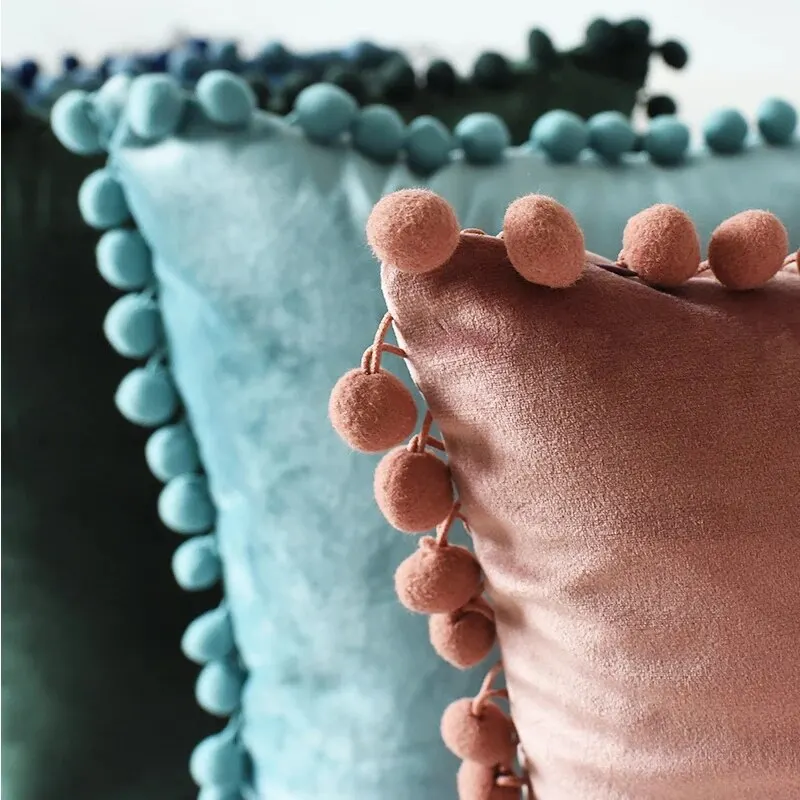 Description Picture 4 of itemVelvet Throw Pillow Covers With Tassels, Decorative Throw Pillow Covers Soft Solid Color Square Pillow Case For Couch Home Sofa