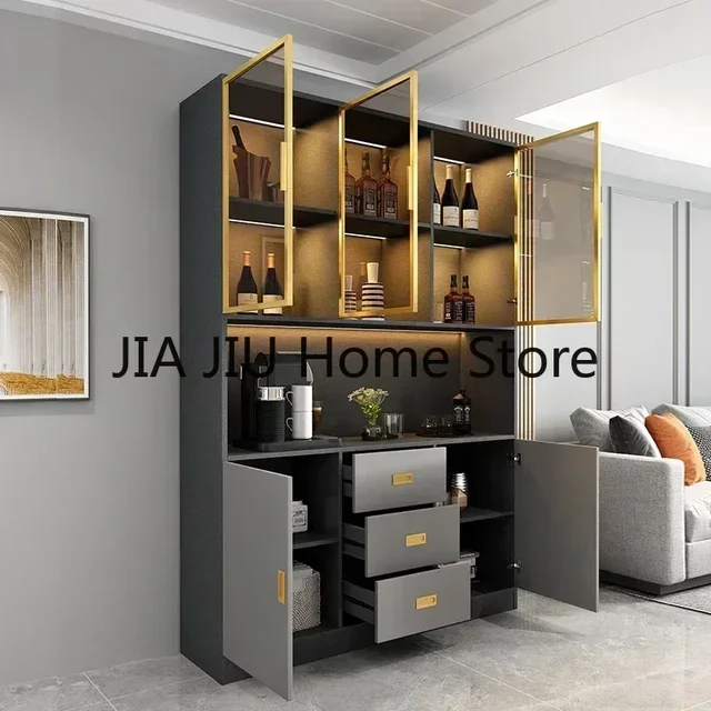 Wooden Display Wine Cabinets Kitchen Storage Living Room Wall Wine Cabinets Racks Liquor Mueble Licorera Bar Furniture QF50JG