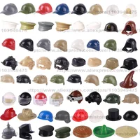 MOC Figures Accessories Building Blocks Military Soldiers Navy Hat Keraf Motorcycle Helmets Knit Cap Casquette Beret Bricks Toys 1