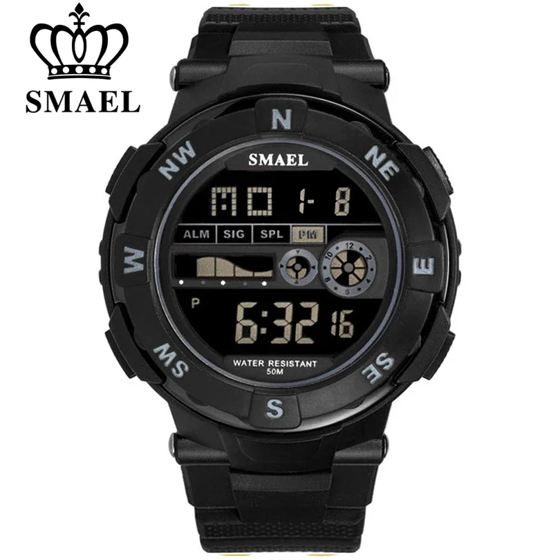 

SMAEL Brand Mens Sports Watches Waterproof Digital LED Military Watch Men Fashion Casual Electronics Wristwatches Digital Clock