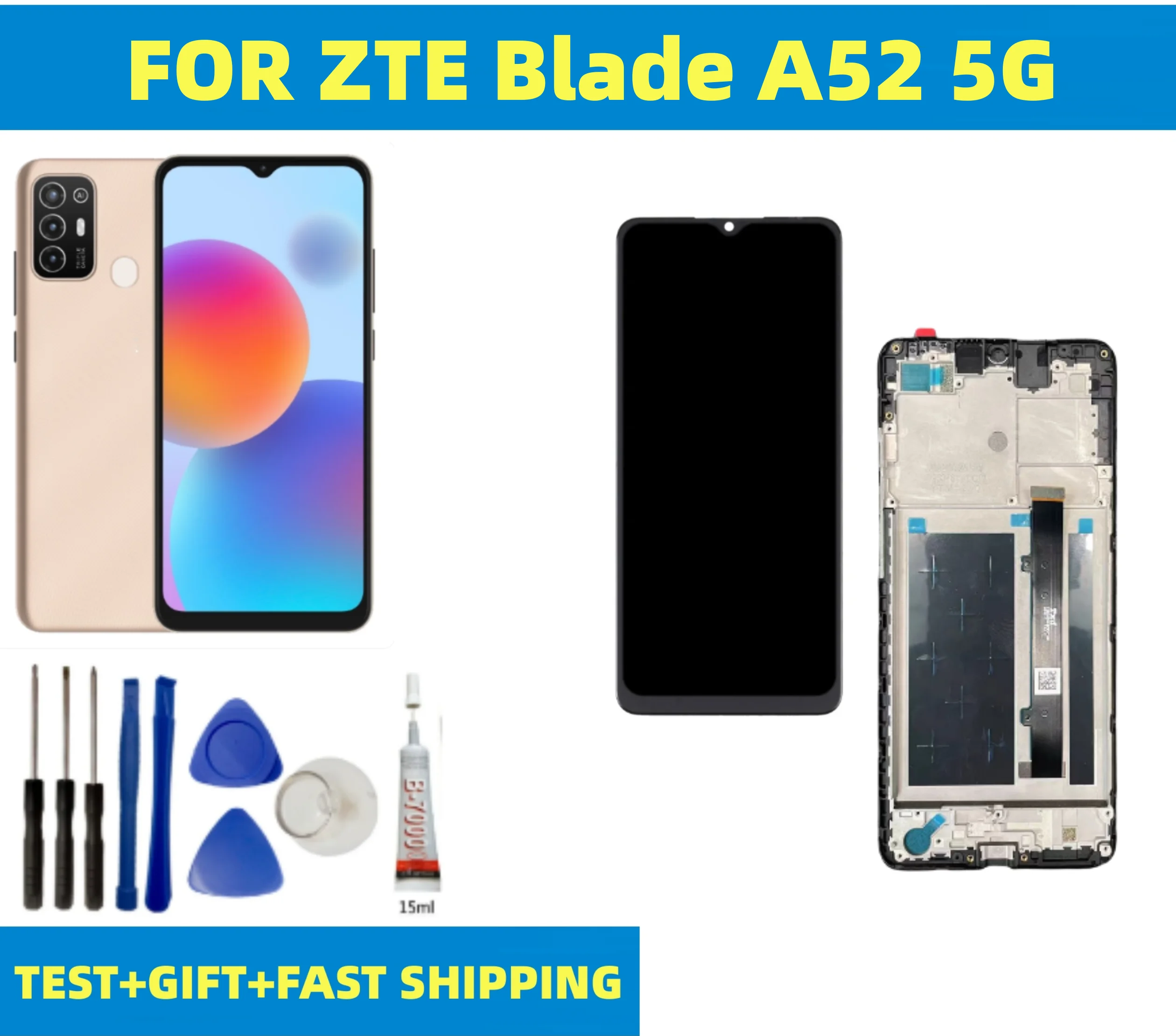 

6.52 '' For ZTE Blade A52 LCD Display Screen Touch Panel Digitizer For ZTE Blade A72 5G Voyage 30 LCD Frame