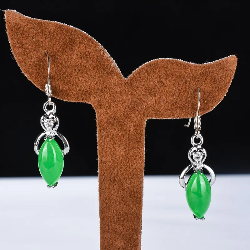 

Серьги-подвески из натурального зеленого халцедона ручной работы, модные ювелирные изделия из бутика, женские серьги и ожерелья, комплект и...