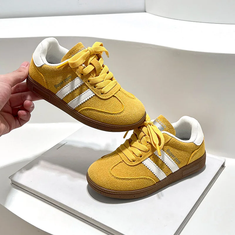 Autumn Children's Boys Girls Fashion Stripe Soft Genuine Leather Casual Sneakers Kids Toddler Comfortable Lightweight Board Shoe 5