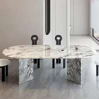 Table à manger ovale en marbre Bulgari sur mesure, toutes tailles, revêtement en résine épaisse, résistant aux rayures et aux taches, mobilier de maison robuste et durable 3