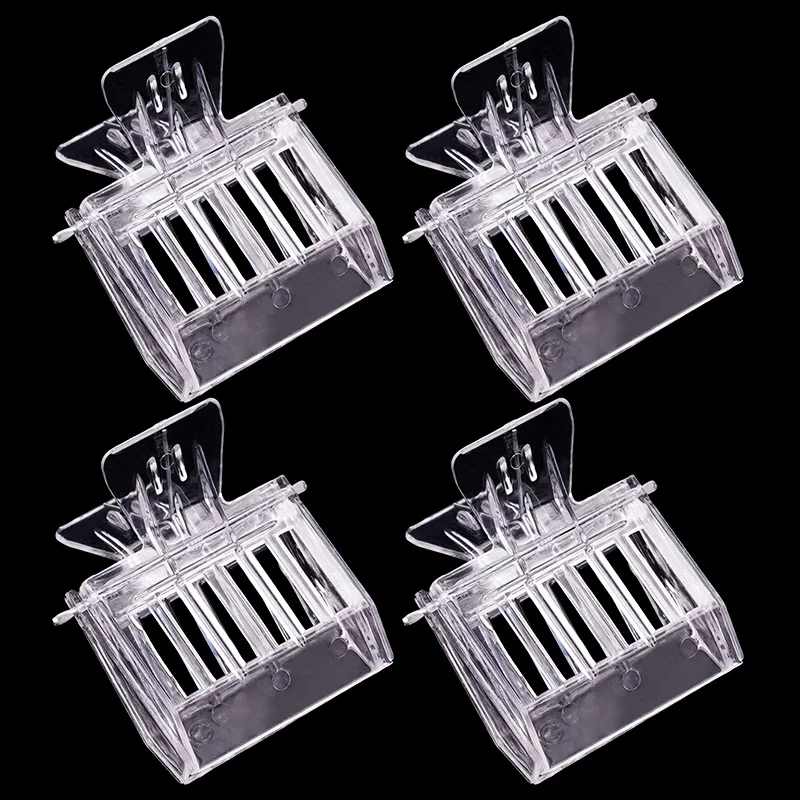 4pcs Bee Queen Cage Transparent Plastic Clip Cage Bee Catcher Box Beekeeping Equipments Tools Beekeeper Equip Isolation Room beekeeping tools beekeeping accessories