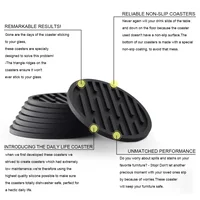 Pack of 4 Drink Coasters Kitchen Table Placemat Coffee Cup Mat Silicone Draining Bowl Holder Pad Tableware Home  Gray 6