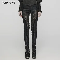 PUNK RAVE Women's Gothic Exquisite Lace Gorgeous Leggings Shimmering Pattern Slim Sexy Pants Women Clothing