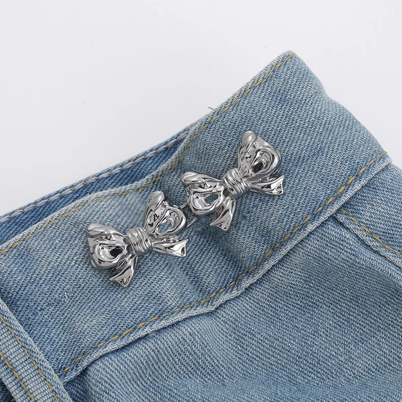 1Pair No Sewing Required Jeans Button Adjuster Heart Bowknot Shape Waist  Tightener Adjustable Waist Buckle - AliExpress