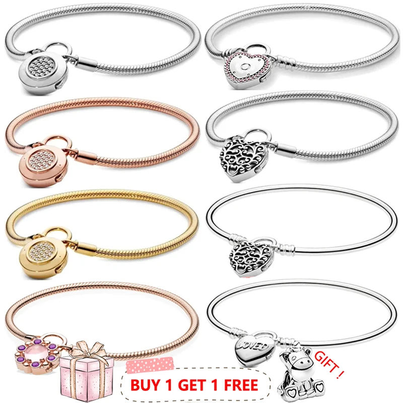 New Hot Selling S925 Sterling Silver Shining Love Oath Women's Logo Padlock Bracelet Engagement DIY Charming Jewelry
