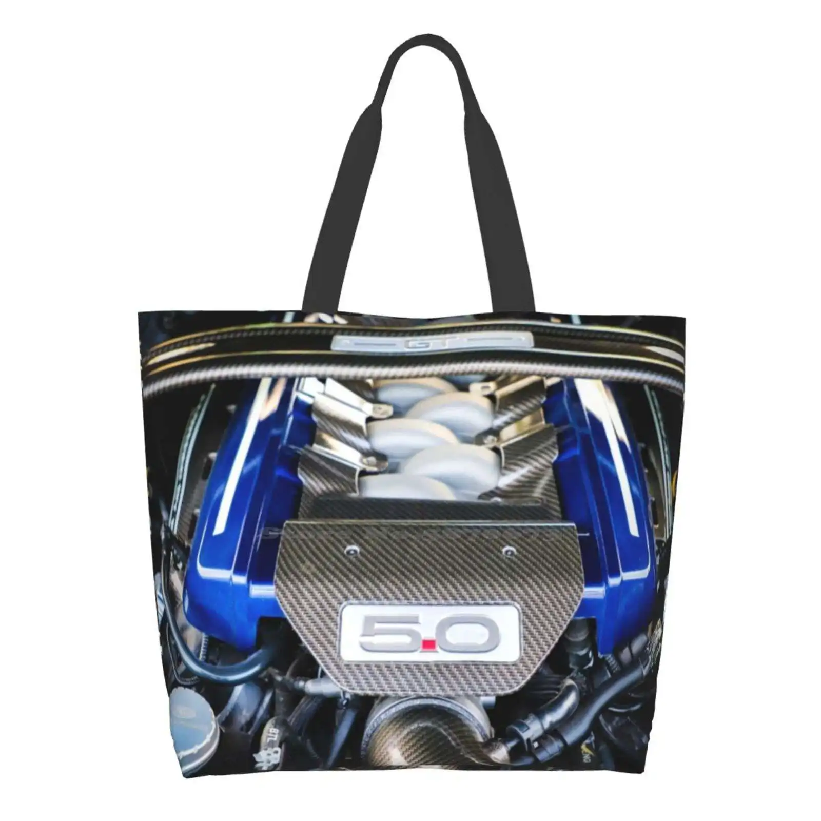 

Ford Mustang Engine Designed Merch Shopping Bag Tote Large size Engine