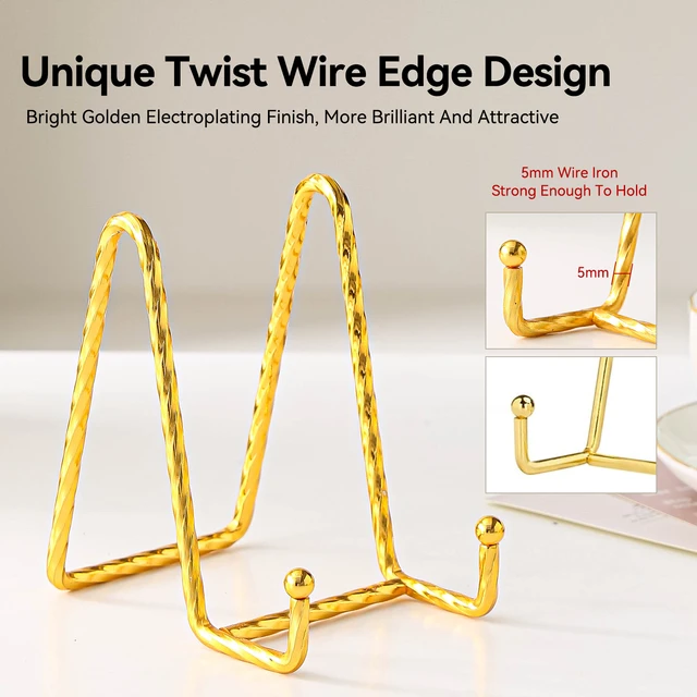 2pcs Plate Stands For Display Twisted Iron Golden Book Stand Display Stand  Picture Frame Stand Small Easel Stand Metal Stand - AliExpress