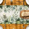 Spring Green Flowers Eucalyptus Linen Table Runner Holiday Party Decor Farmhouse Kitchen Dining Table Runner Wedding Decoration 4