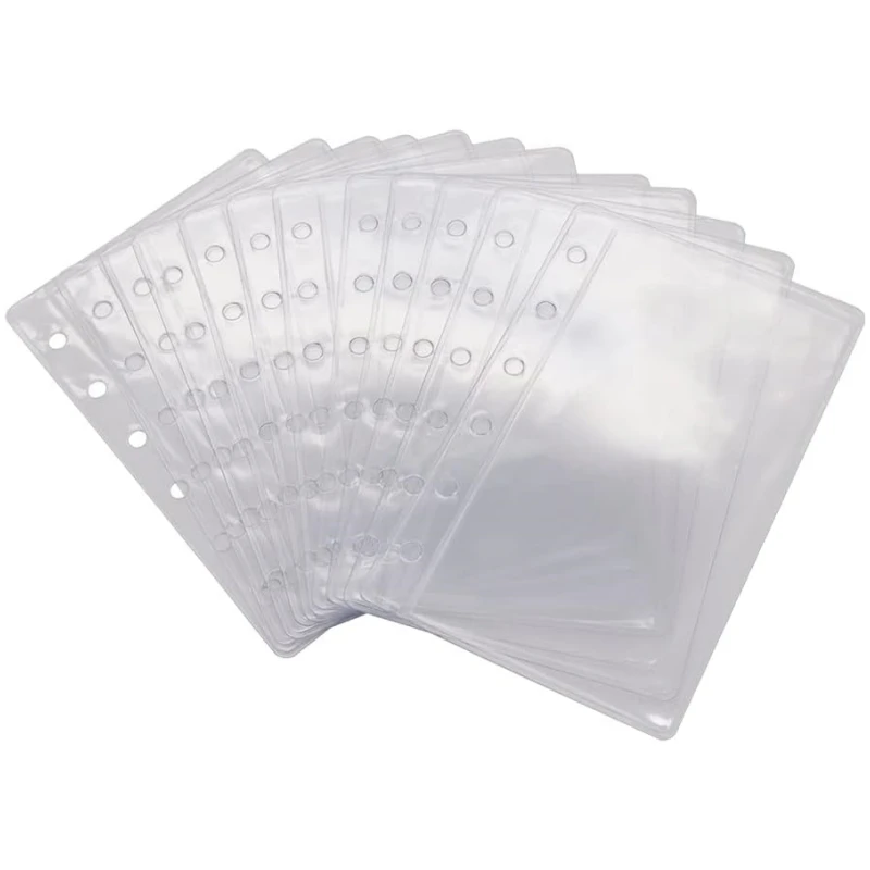 Pochettes transparentes pour classeur Mini A7 Horizon A5, pocommuniste de reliure, enveloppes de reliure de trésorerie sans fermeture éclair, manches ouvertes supérieures, protecteurs de page, 12 pièces