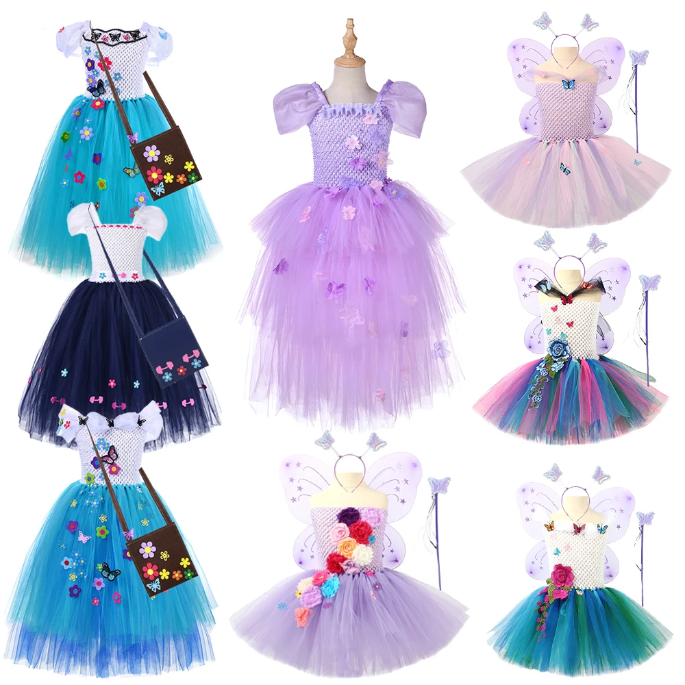 

Halloween Encanto Costume Isabela Mirabel Luisa Dress Up Summer Fancy Fairy Girls Flower Butterfly Ballet Tutu Tulle Party Dress