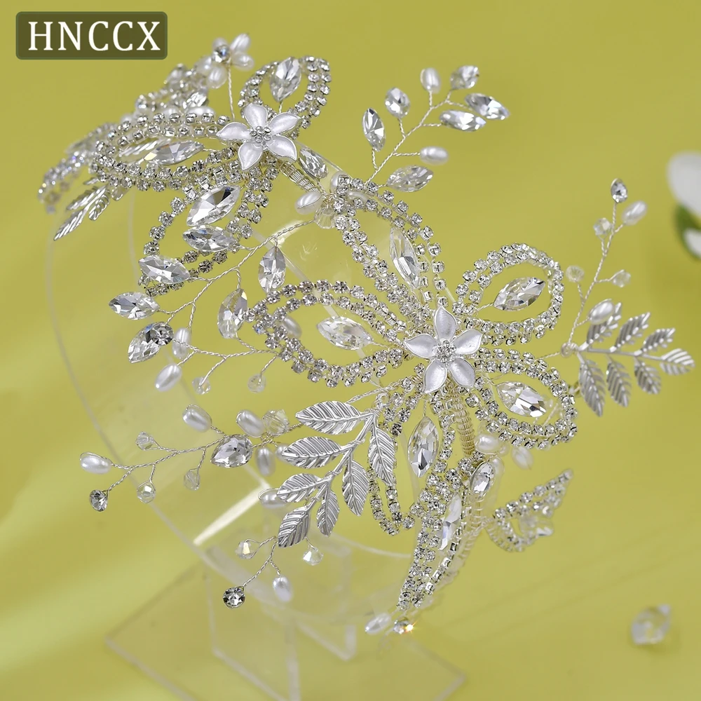 HNCCX  Alloy Leaves Bridal Headband Rhinestone Flower Headpiece Wedding Hair Accessories Bridal Tiara Bride Hair Tiara CP305