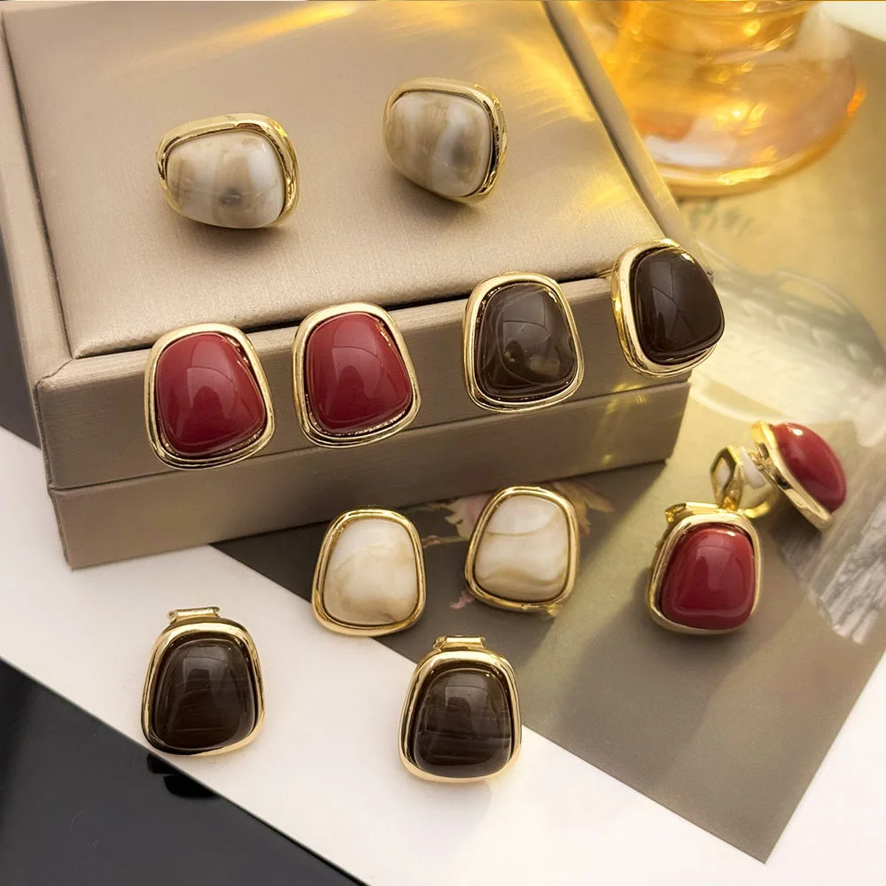 Ear Clip Earrings Clip Earrings Ear Clip Non Pierced Resin Jewelry Earcuffs For Women Simple Geometric Clip On Earrings Aretes Para Mujer