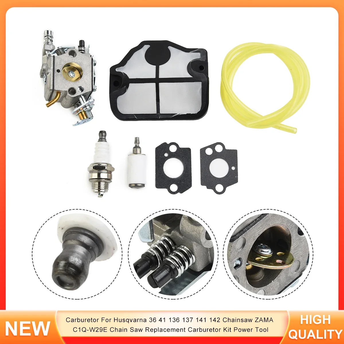 

Carburetor For Husqvarna 36 41 136 137 141 142 Chainsaw ZAMA C1Q-W29E Chain Saw Replacement Carburetor Kit Power Tool