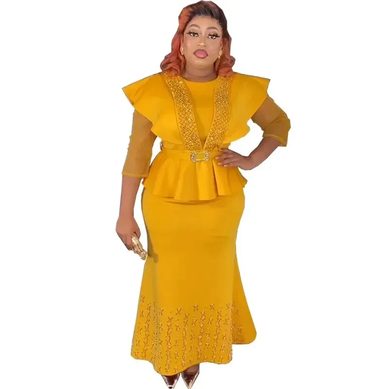 

2 Piece Skirt Sets African Dresses For Women Nigeria Turkey Africa Clothes Office Lady Dress Dashiki Ladies Ankara Female Dress