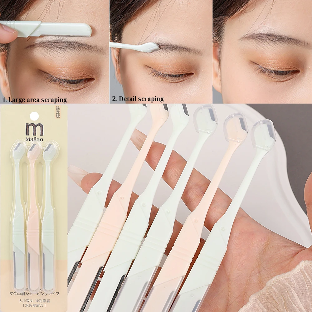 3 Pieces Of Eyebrow Trimmers, Double-Headed Sharp Blades, Safety Net, Professional Eyebrow Trimmer, Portable Makeup Tool