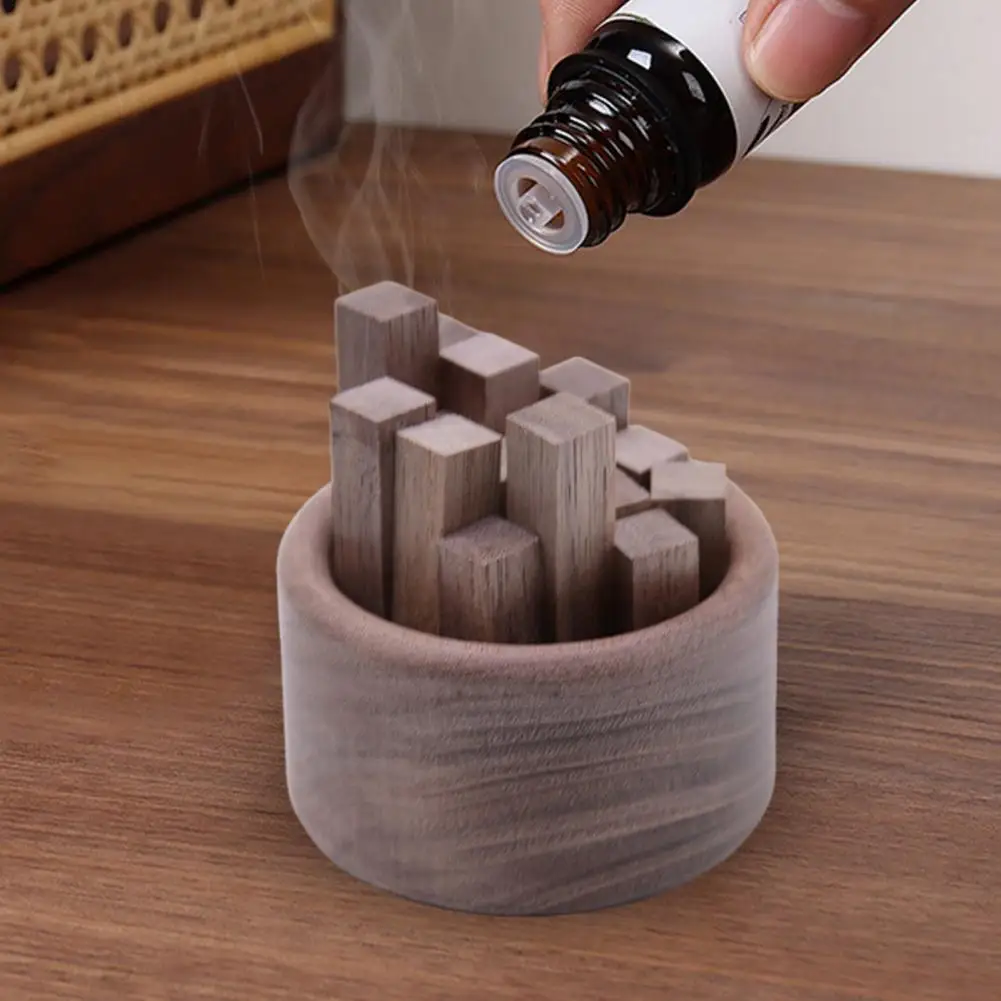 2 stuks diffuser voor etherische oliën van gips, diffuser voor etherische oliën met 2 parfumblikjes van hout, perfect voor woonkamer en slaapkamer, badkamer