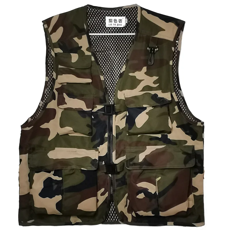 

2024 Men's Outdoor Mountaineering Camping Camouflage Multi-Pocket Workwear Vest Fishing Photography Tactical Vest