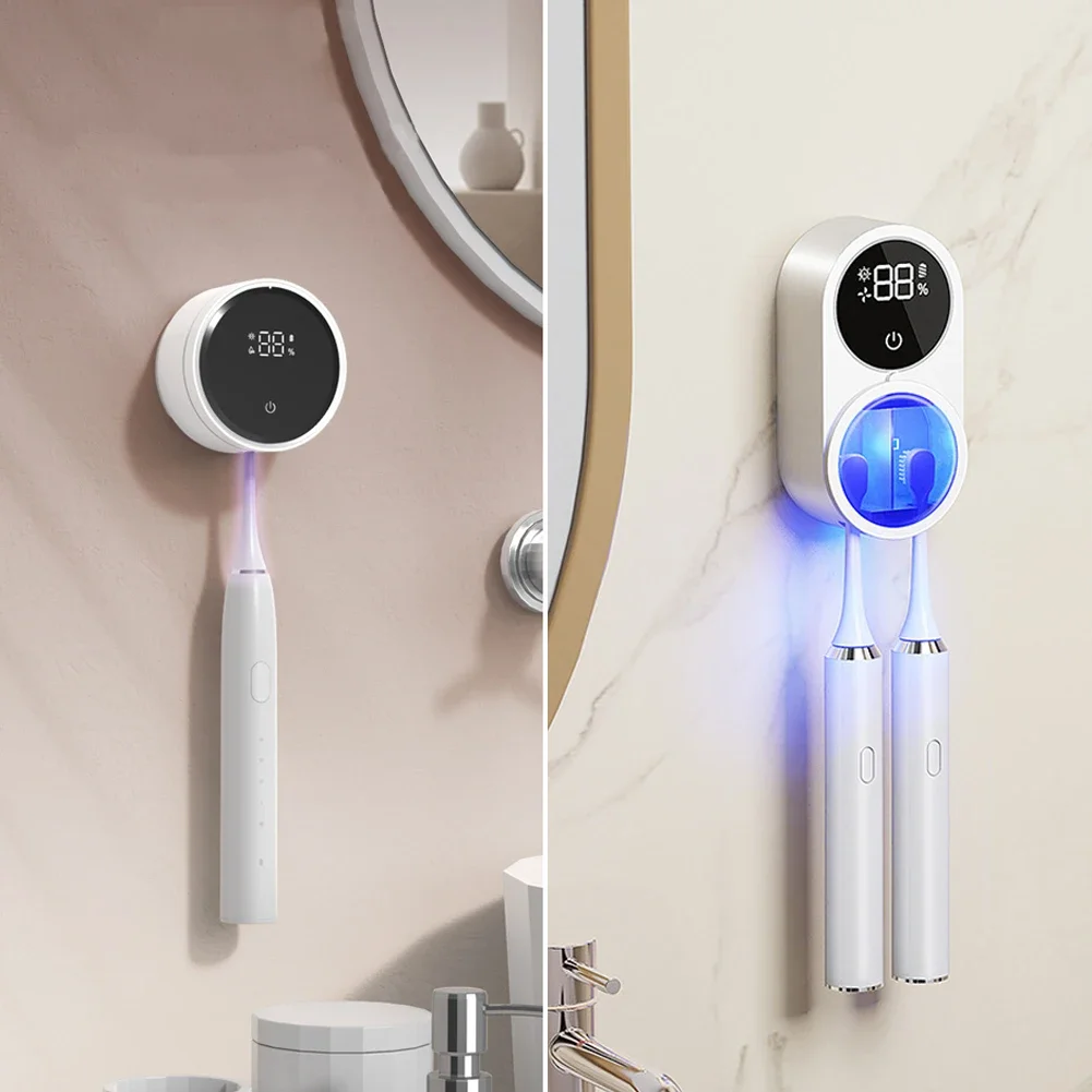Portable Toothbrush Sanitizer UV Light Disinfection Sterilizer Case Smart Induction Switch Wall-Mounted Holder LED Rechargeable