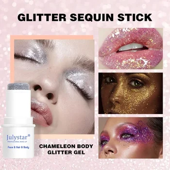Heallor Glitter Sequin Stick Gorgeous Stage Makeup Tint Eye Body Face Glitter Gel Art Flash Loose Sequins Cream Festival Glitter - Thumbnail 3