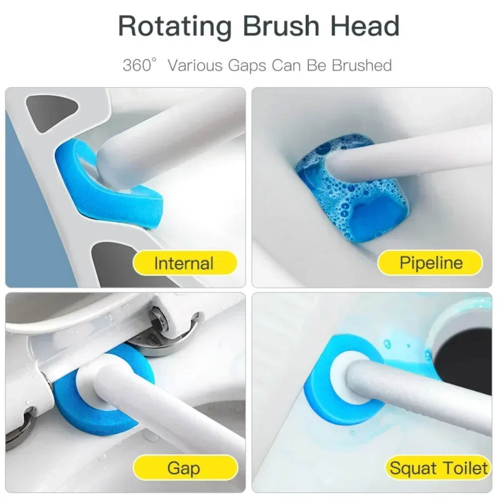 ECOCO Disposable Toilet Brush Plastic Wall Mounted Self Adhesive WC Brush Holder Replacement Brush Head Bathroom Cleaning Tools 5