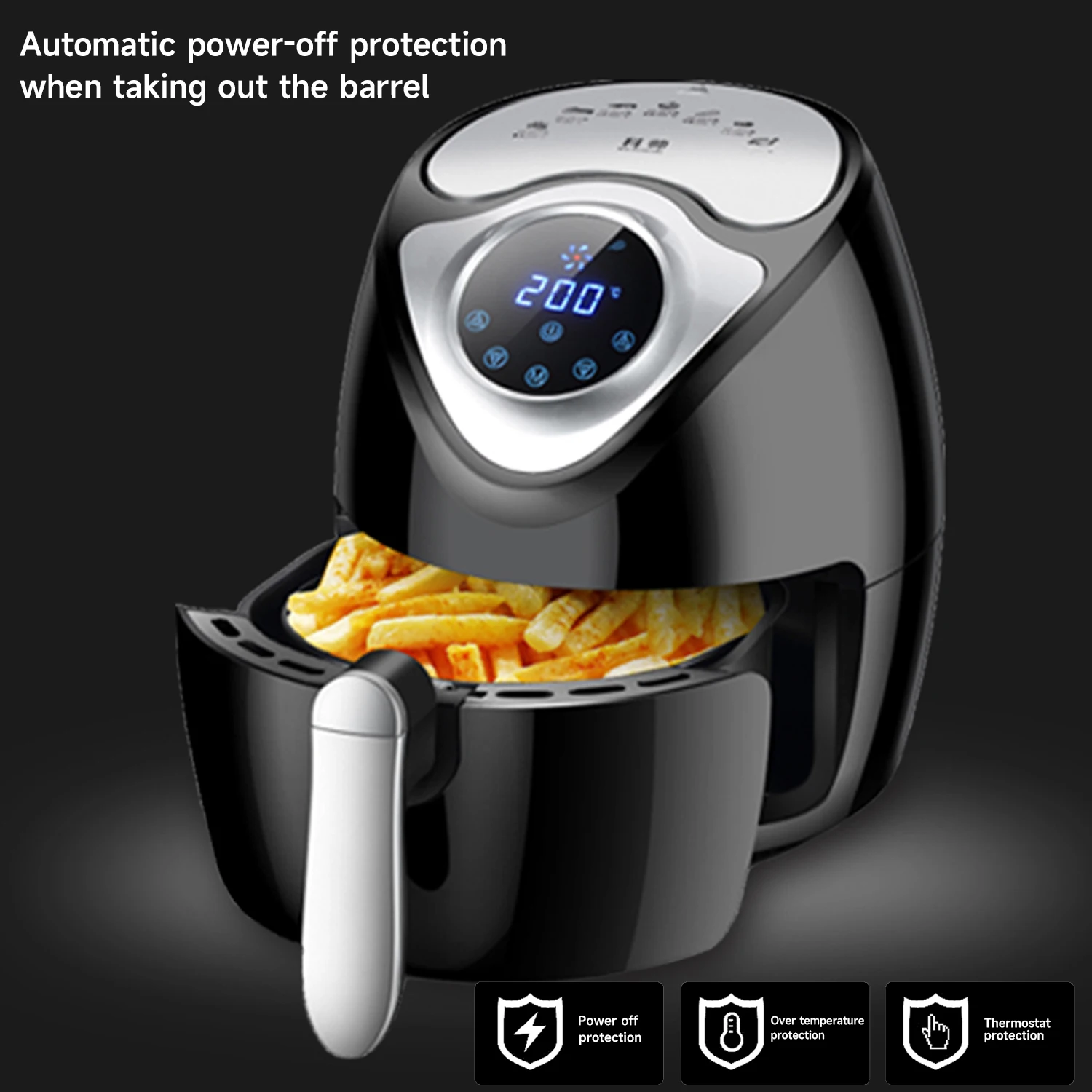 5.5L Smart Electric Air Fryer 360&deg;Baking Convection Oven Deep Fryer without Oil Auto Power Off Easy Cleaning Kitchen Appliance
