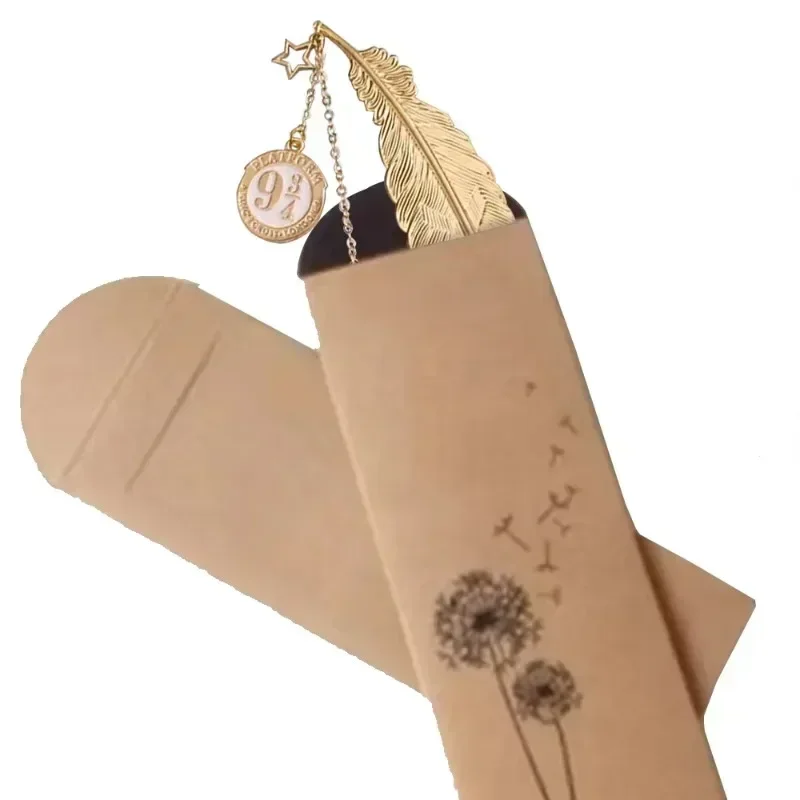 Exquisite Gold Feather Snitch Pendant Tassel Bookmark