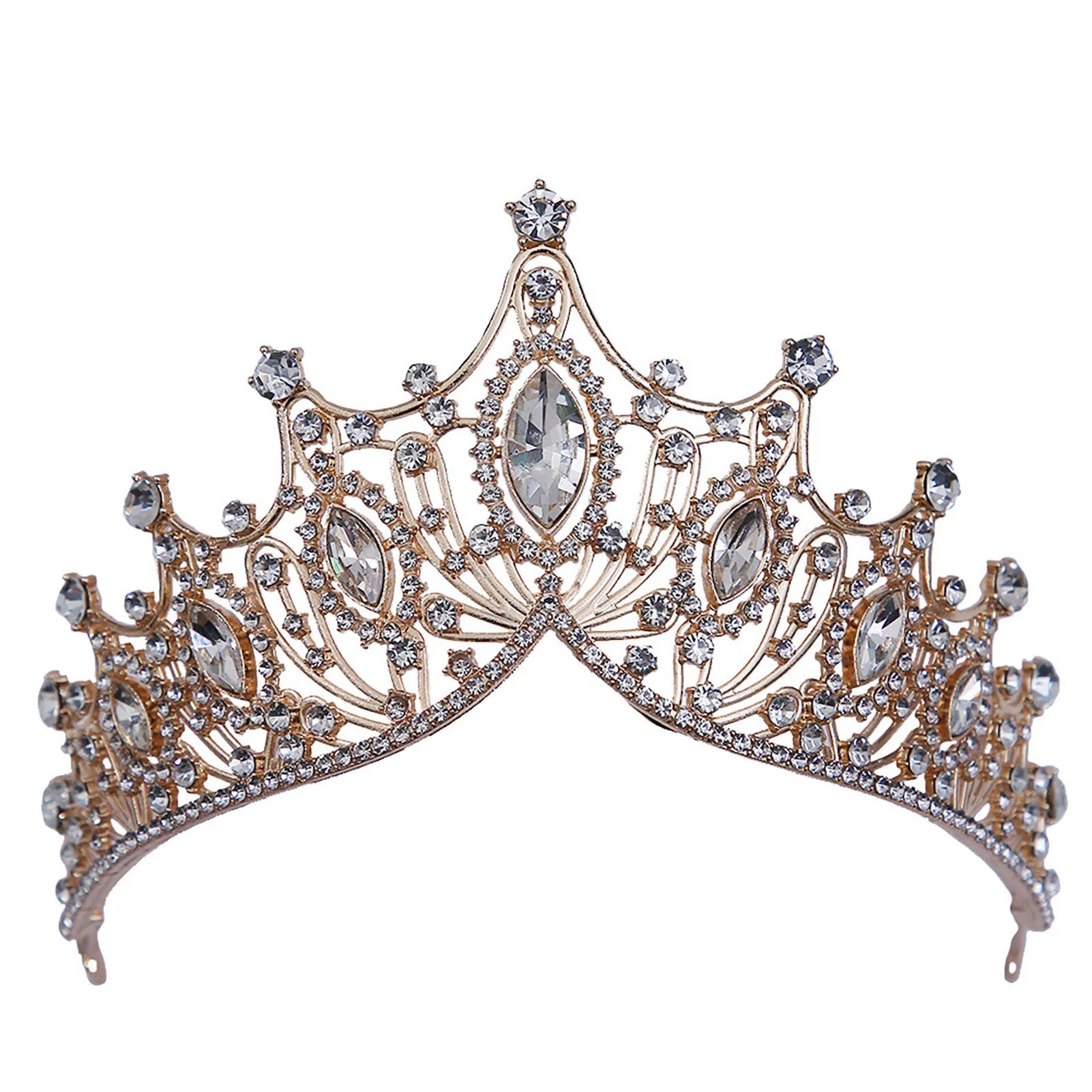 

Elegant Tiara Crown for Girls Full Glittering Rhinestones Luxurious Round Crown for Stage Performance School Ball