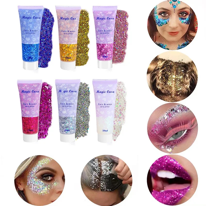 Körper Glitter Gel Langlebig Wasserdicht Lidschatten Bühne Party