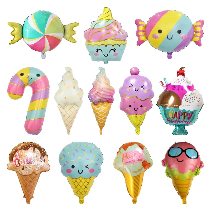 Colorful Candy Ice Cream Foil Balloons for Baby Shower or Birthday Party Decorations