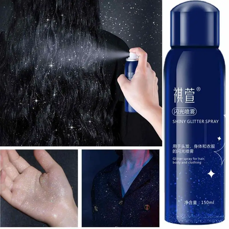 Hair Body Glitter Spray 150ml Sparkly Shimmery Glow Face Highlighter Long Lasting Holographic Powder Sprays For Party Date