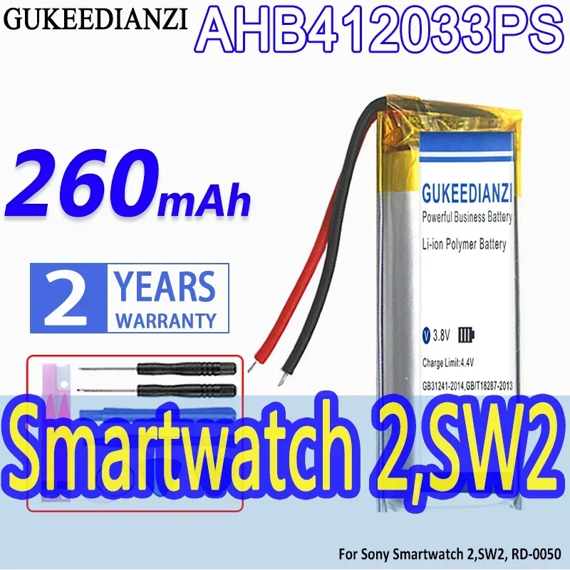 Gukeedianzi Batteria Ad Alta Capacità Muslimex 260Mah Per Sony Smartwatch 2,Sw2, Rd-0050 Bateria