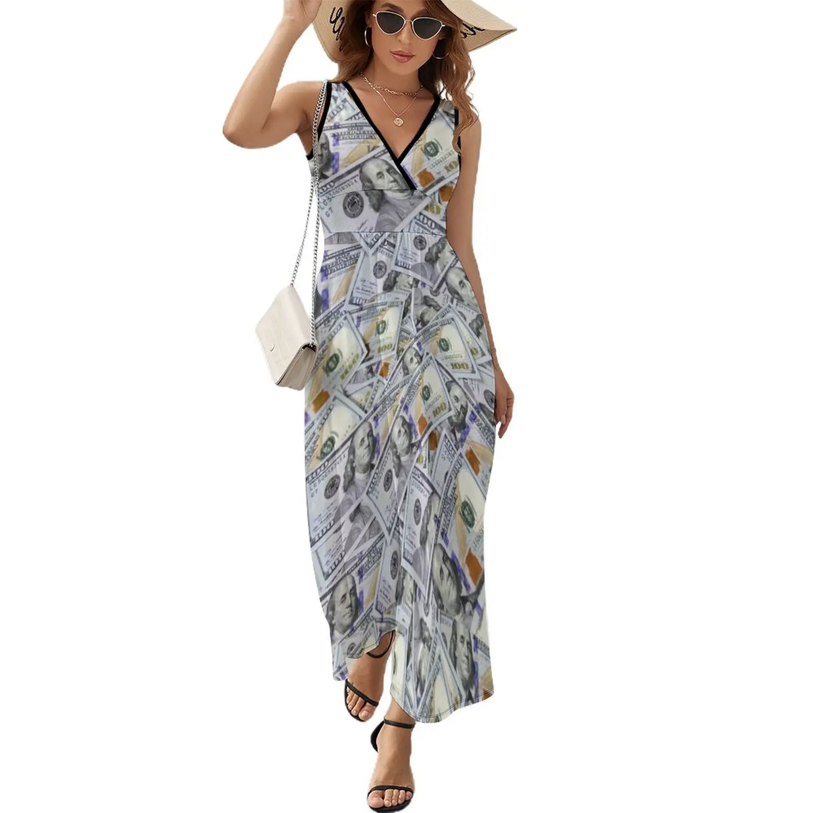 

One Hundred Dollar Bills Sleeveless Dress women evening dress long dress women Long dress dress summer 2023 women