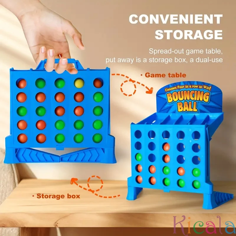 Interactive Multiplayer Tabletop Game Bouncing Ball Connect 4 Game Cognitive Skill-Building Toy Ideal Gift For Family For Kids