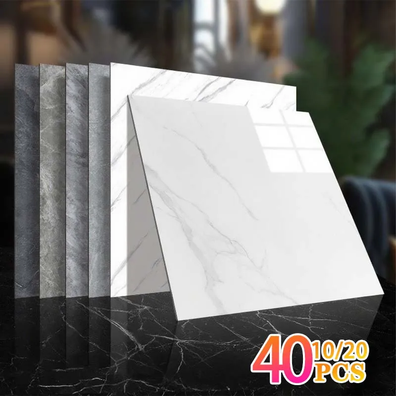 10/20/40PCS 30x30 ซม.วอลล์เปเปอร์กันน้ําสติกเกอร์ FloorSticker สําหรับห้องครัวห้องน้ํา INS สไตล์ตกแต่งบ้าน 1