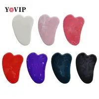 Simulated Jade Gua Sha Scraper Board Stone Face Neck Skin Lifting Wrinkle Remover Beauty Care Plastic Massage Rose Quartz Jade - Image 2