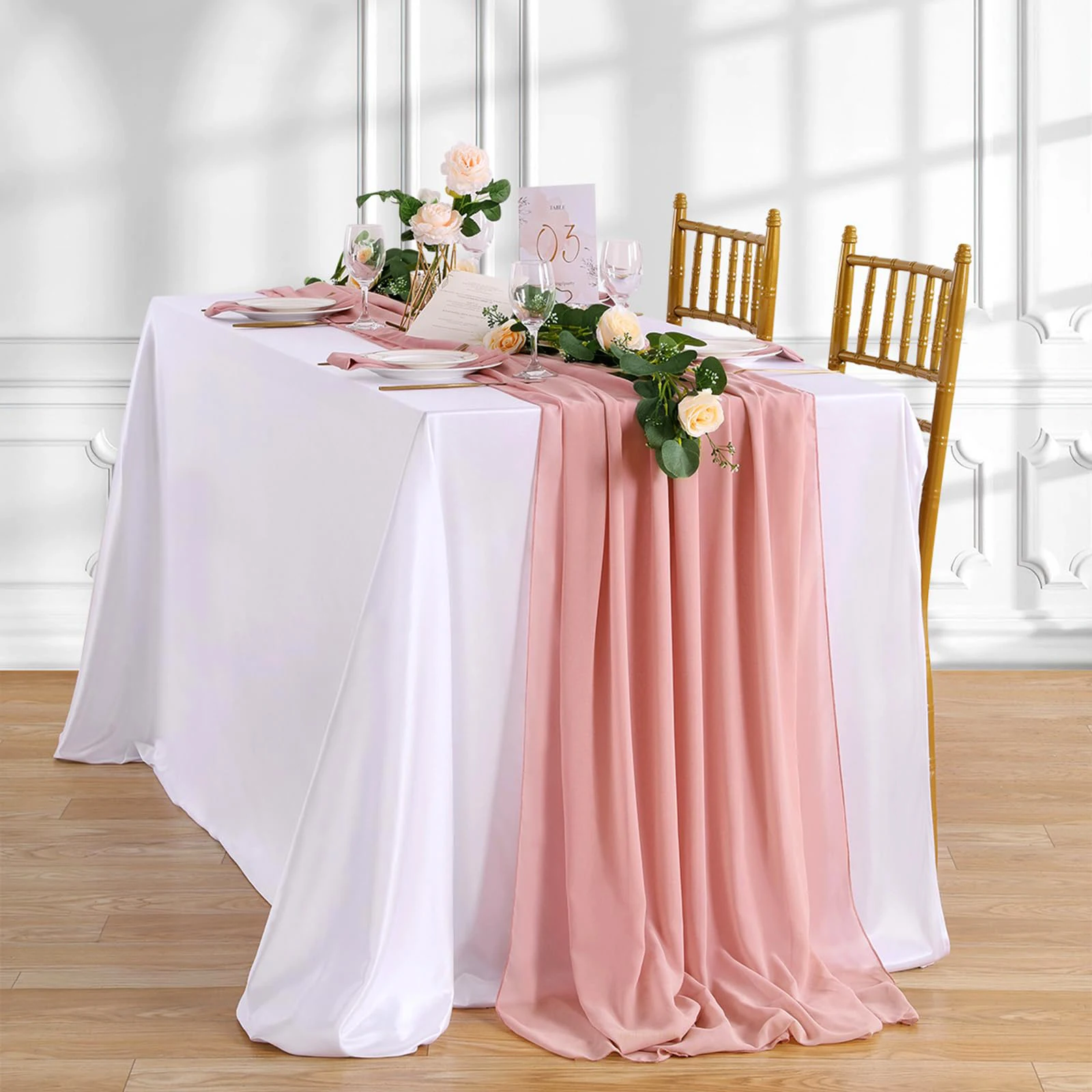 Chiffon Table Runner Gauze Vintage Romantic Wedding Chair Sashes Birthday Party Baby shower Ceremony Banquets Arches Cake Decor 2