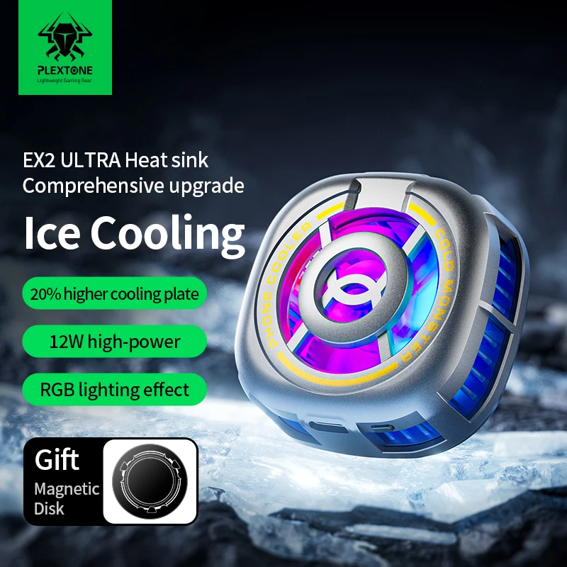 PLEXTONE EX2 ULTRA Magnetic phone heat sink semiconductor cooling device tablet iPad live streaming dedicated mute phone cooler,mobile radiator