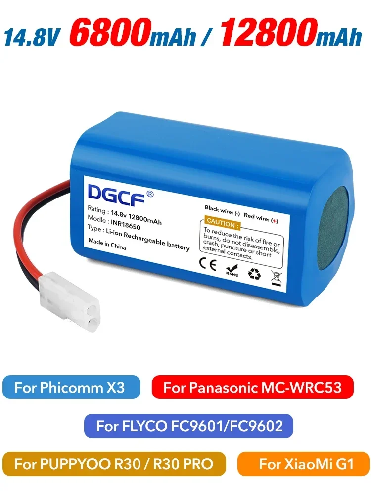 

New Upgrade 14.8VLi-ion Battery Pack for Xiaomi G1 MI Robot Vacuum-Mop Essential MJSTG1 Robot Vacuum Cleaner 12800mAh 18650