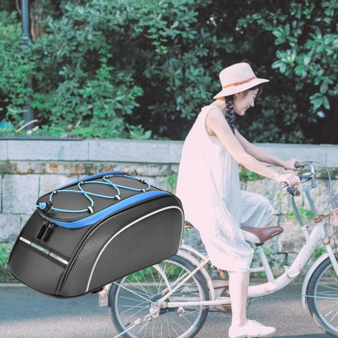 

Bike Rack Bag Bicycle Trunk Bag for Travel and Ride with Rain Cover & Reflective Stripes Rear Rack Pack Carrier Pannier Storage