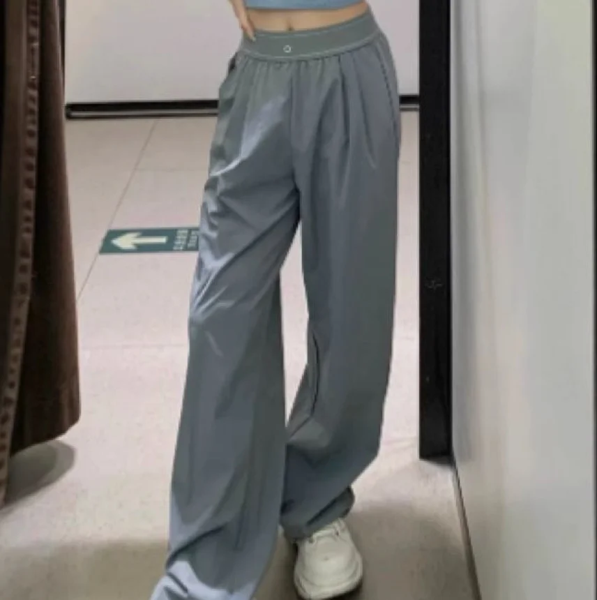 ตัวเลือกสินค้า กางเกงยืดผู้หญิง ใส่สบาย ยืดหยุ่น กันลื่น ทรงหลวม สายรัดเอวสูง