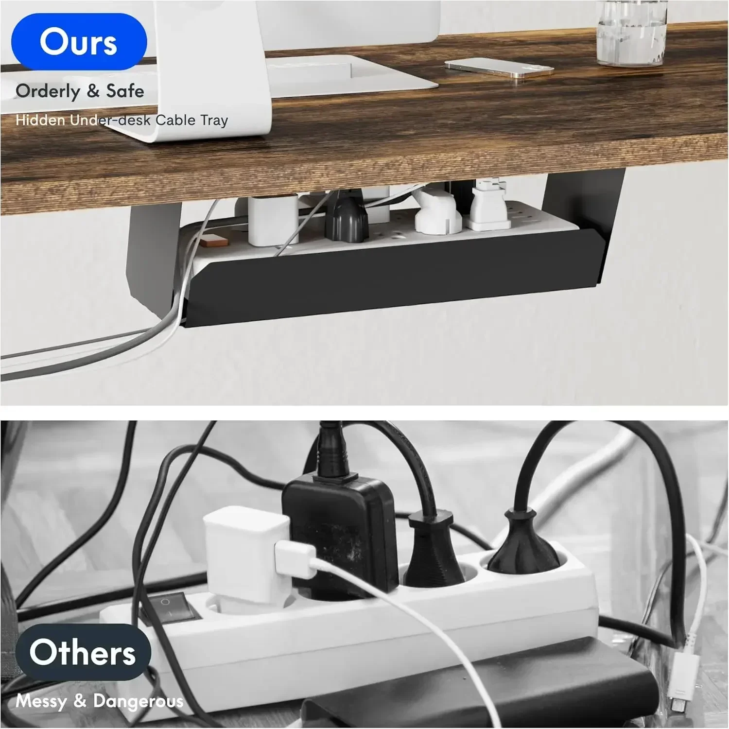 EN2 Electric Stand Up Desk 55 x 28'' Whole-Piece Desktop Height Adjustable Standing Desk( Rustic Brown Desktop, 2 Packages)