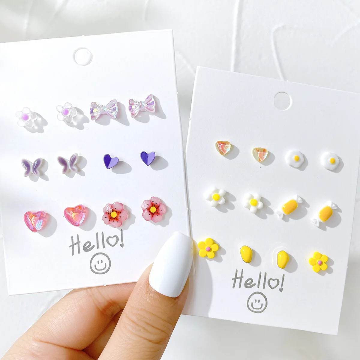 Simple Cute Colorful Butterfly Earrings Set for Women Creative Sweet Tulip Flower  Stud Earrings Party Trendy Girl Jewelry Gifts