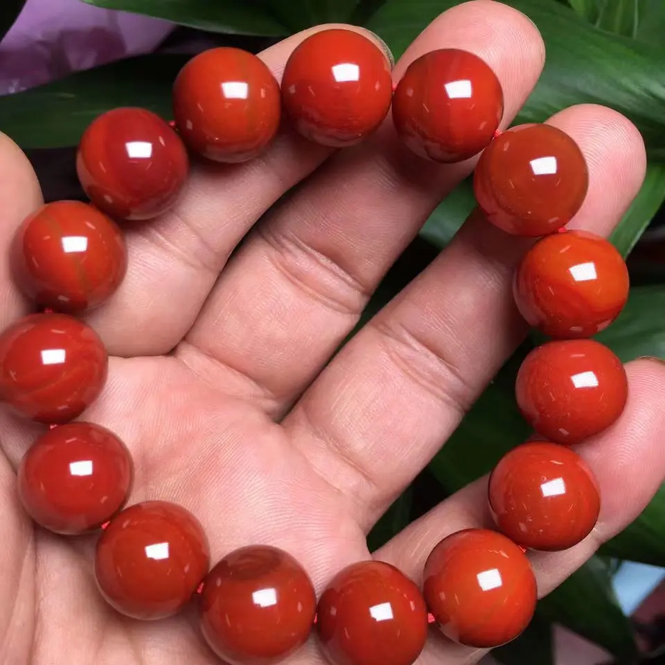 Authentic Sichuan Material South Red Agate 6/8/10/12/14/16/18mm Flame Red Silk Single Circle Bracelet Women and Men's HandString